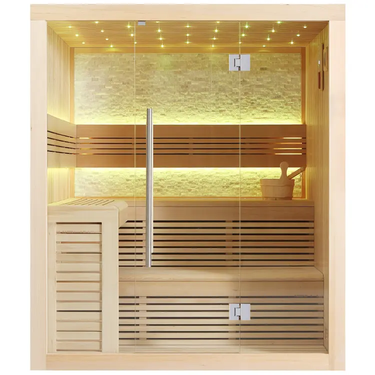 Sauna Modell 1102C, aus Hemlock, 180 × 150 cm, ohne Saunaofen – Ansicht 1