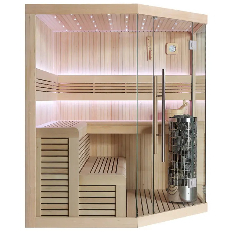 Sauna Modell 1111C, aus Hemlock, 180 × 180 cm, ohne Saunaofen – Ansicht 2