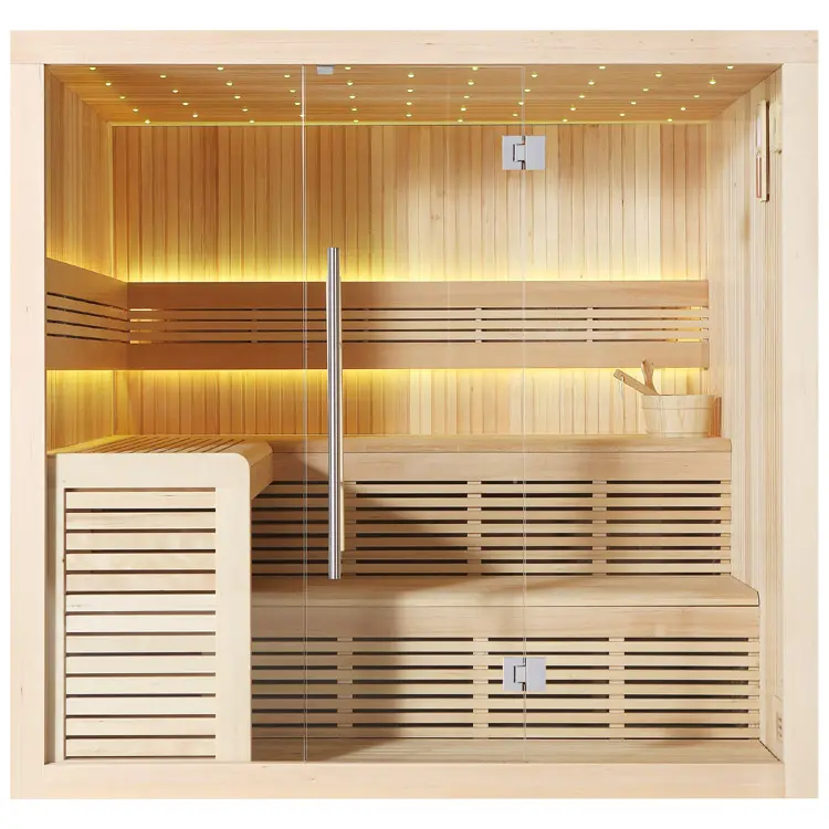 Sauna Modell 1112A, aus Hemlock, 220 × 200 cm, ohne Saunaofen – Ansicht 1