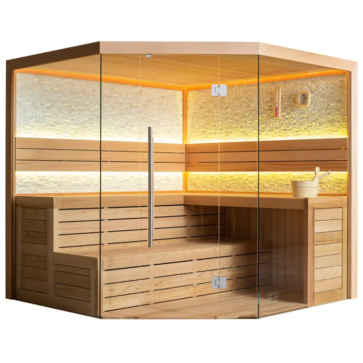 Sauna Modell 1601C, aus roter Zeder, 180 × 180 cm, ohne Saunaofen – Ansicht 3