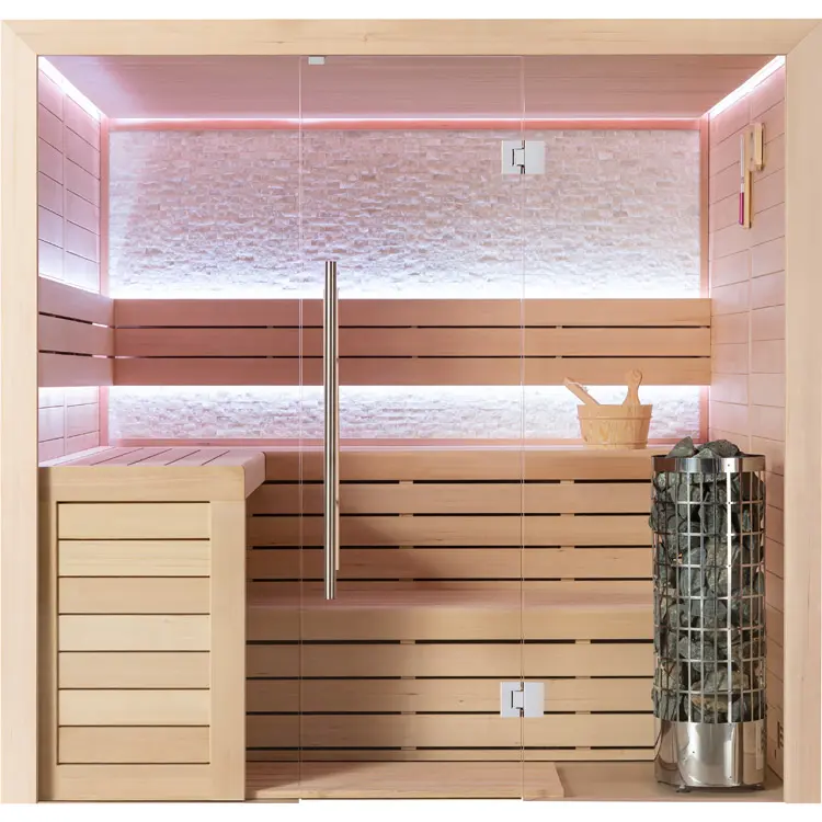 Sauna Modell 1602B, aus Hemlock, 200 × 170 cm, ohne Saunaofen – Ansicht 1