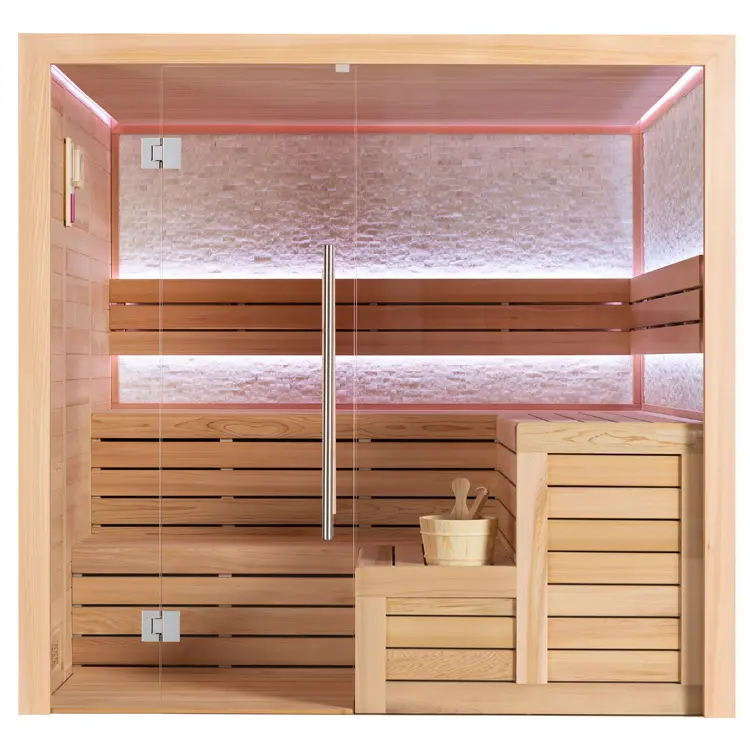 Sauna Modell 1603XL, aus roter Zeder, 240 × 200 cm, ohne Saunaofen – Ansicht 1