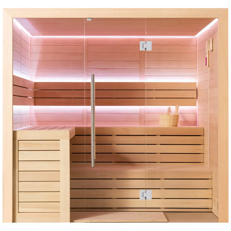 Sauna Modell 1612C, aus Hemlock, 180 × 160 cm, ohne Saunaofen – Ansicht 4