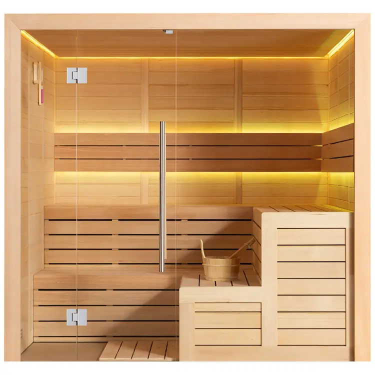 Sauna Modell 1613C, aus Hemlock, 180 × 180 cm, ohne Saunaofen – Ansicht 1